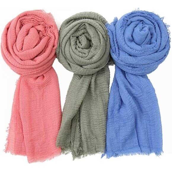 Womens Cotton Hemp Scarf Soft Lightweight Long Hijab Wrap Shawl Summer Fall Gift - Picture 7 of 7